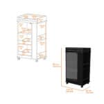 Black Rolling Bar Cart With Cabinets and Wine Storage