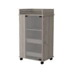Light Gray Rolling Bar Cart With Wine Storage and Wheels