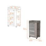 Light Gray Rolling Bar Cart With Wine Storage and Wheels