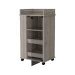 Light Gray Rolling Bar Cart With Wine Storage and Wheels