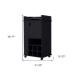 Black Rolling Bar Cart With Wine Storage and Cabinets