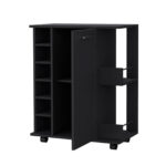 Modern Black Rolling Bar Cart With Wine Storage and Wheels