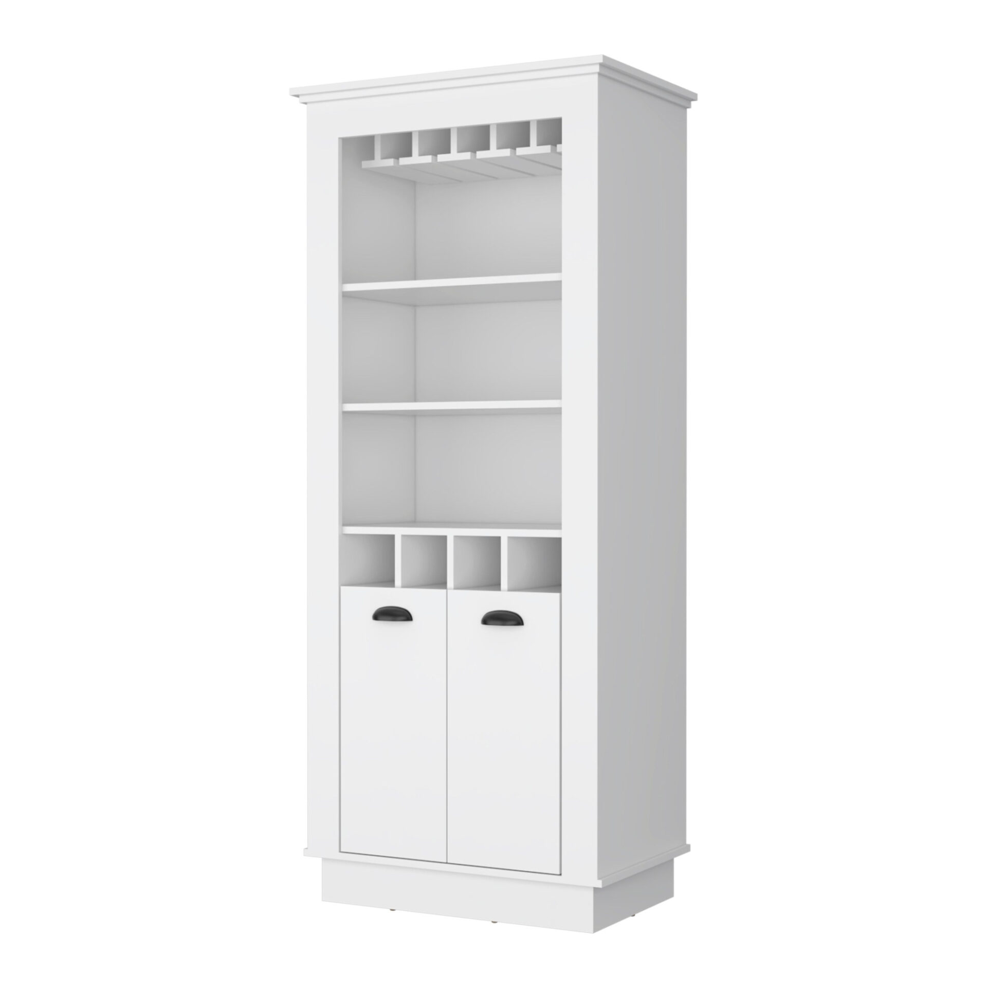 White 70-Inch Bar Cabinet With Wine Storage and Shelves 1 White 70-Inch Bar Cabinet With Wine Storage and Shelves
