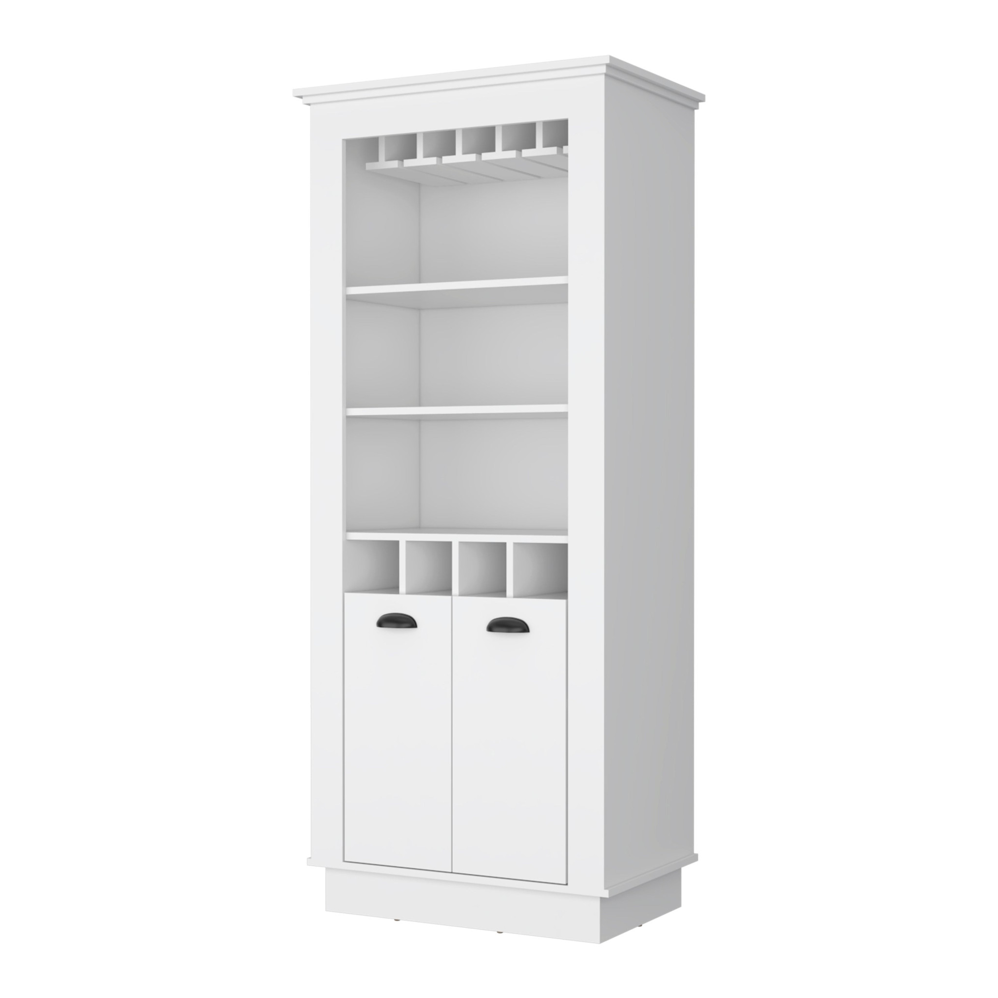 White 70-Inch Bar Cabinet With Wine Storage and Shelves 9 White 70-Inch Bar Cabinet With Wine Storage and Shelves