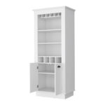 White 70-Inch Bar Cabinet With Wine Storage and Shelves 10 White 70-Inch Bar Cabinet With Wine Storage and Shelves