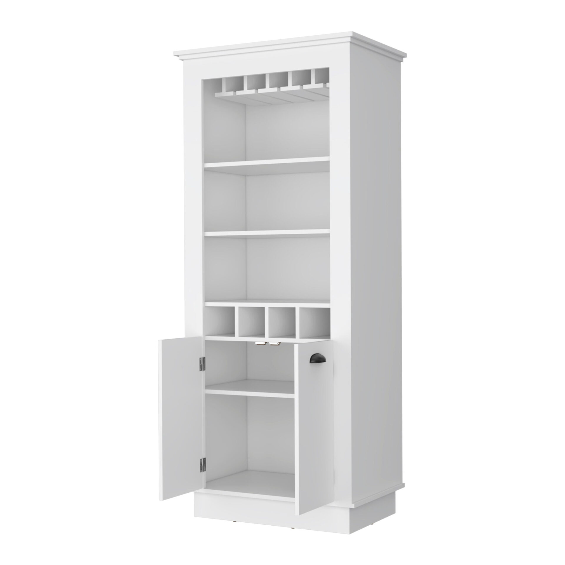 White 70-Inch Bar Cabinet With Wine Storage and Shelves 2 White 70-Inch Bar Cabinet With Wine Storage and Shelves - Image 2