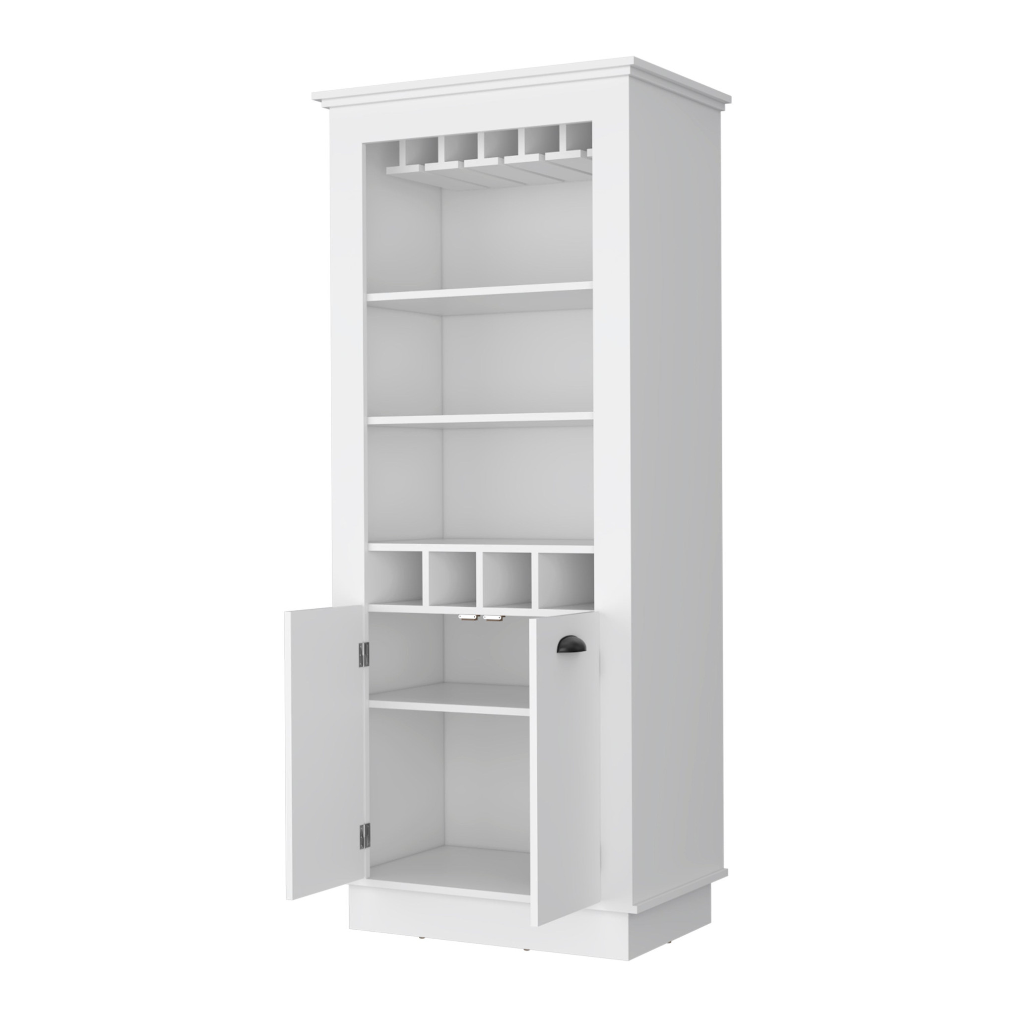 White 70-Inch Bar Cabinet With Wine Storage and Shelves 10 White 70-Inch Bar Cabinet With Wine Storage and Shelves