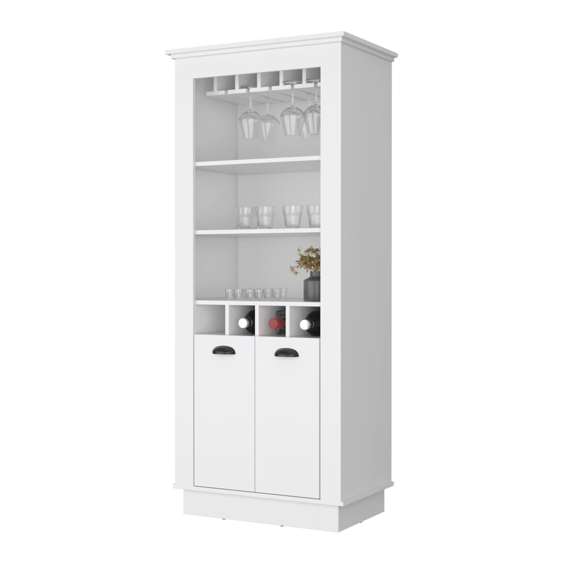 White 70-Inch Bar Cabinet With Wine Storage and Shelves 3 White 70-Inch Bar Cabinet With Wine Storage and Shelves - Image 3