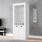 White 70-Inch Bar Cabinet With Wine Storage and Shelves 16 White 70-Inch Bar Cabinet With Wine Storage and Shelves