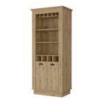 Modern Rustic 70-Inch Brown Bar Cabinet With Wine Storage