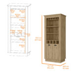 Modern Rustic 70-Inch Brown Bar Cabinet With Wine Storage