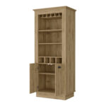 Modern Rustic 70-Inch Brown Bar Cabinet With Wine Storage