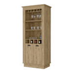 Modern Rustic 70-Inch Brown Bar Cabinet With Wine Storage