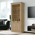 Modern Rustic 70-Inch Brown Bar Cabinet With Wine Storage