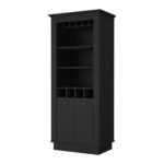 70 Inch Black Bar Cabinet With Wine Storage and Shelves 8 70 Inch Black Bar Cabinet With Wine Storage and Shelves