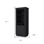 70 Inch Black Bar Cabinet With Wine Storage and Shelves 14 70 Inch Black Bar Cabinet With Wine Storage and Shelves
