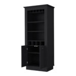 70 Inch Black Bar Cabinet With Wine Storage and Shelves 10 70 Inch Black Bar Cabinet With Wine Storage and Shelves