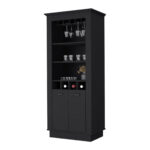 70 Inch Black Bar Cabinet With Wine Storage and Shelves 11 70 Inch Black Bar Cabinet With Wine Storage and Shelves