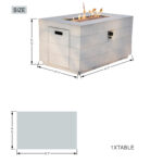 28" Gray Aluminum Rectangular Natural Gas Fire Pit Table