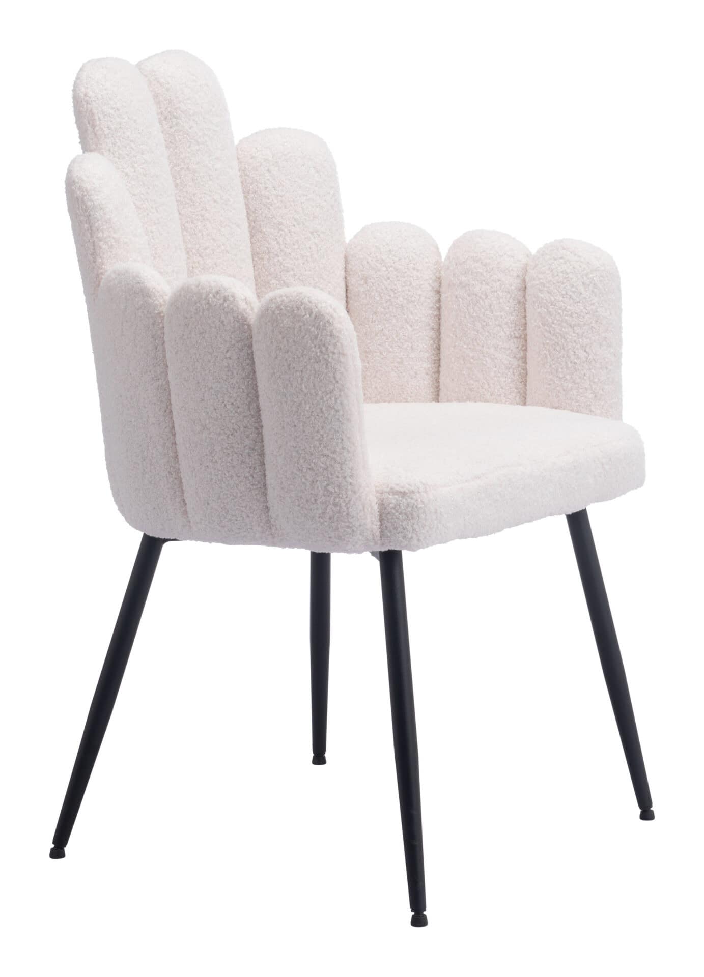 Ivory Shearling Style Dining Chair with Steel Frame (Set of 2) 8 Ivory Shearling Style Dining Chair with Steel Frame (Set of 2) - Image 8