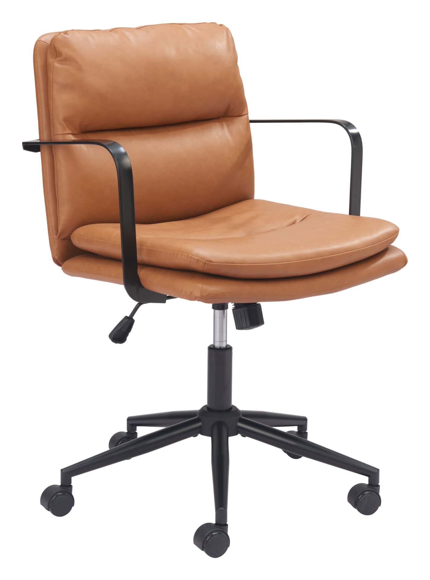 Modern Brown Office Chair with Adjustable Height and Faux Leather Finish 1 Modern Brown Office Chair with Adjustable Height and Faux Leather Finish