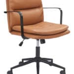 Modern Brown Office Chair with Adjustable Height and Faux Leather Finish 8 Modern Brown Office Chair with Adjustable Height and Faux Leather Finish