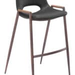 Mid Century Modern Black & Walnut Barstool with Footrest (Set of 2)