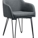 Vintage Gray Faux Leather Dining Chair with Armrest Support (Set of 2) 13 Vintage Gray Faux Leather Dining Chair with Armrest Support (Set of 2)