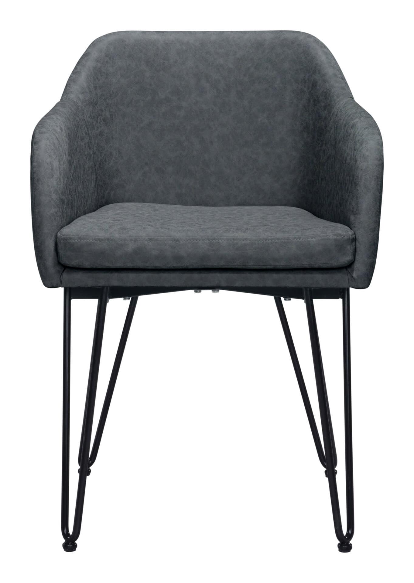 Vintage Gray Faux Leather Dining Chair with Armrest Support (Set of 2) 5 Vintage Gray Faux Leather Dining Chair with Armrest Support (Set of 2) - Image 5