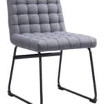 Modern Gray Dining Chairs with Tufted Upholstery and Steel Legs (Set of 2)