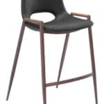 Mid-Century Modern Black and Walnut Counter Stool with Footrest (Set of 2)