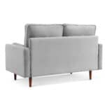 Gray and Dark Brown Velvet Loveseat with Toss Pillows