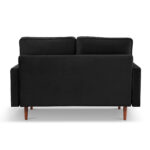 57-Inch Black and Dark Brown Velvet Loveseat With Pillows