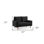 57-Inch Black and Dark Brown Velvet Loveseat With Pillows
