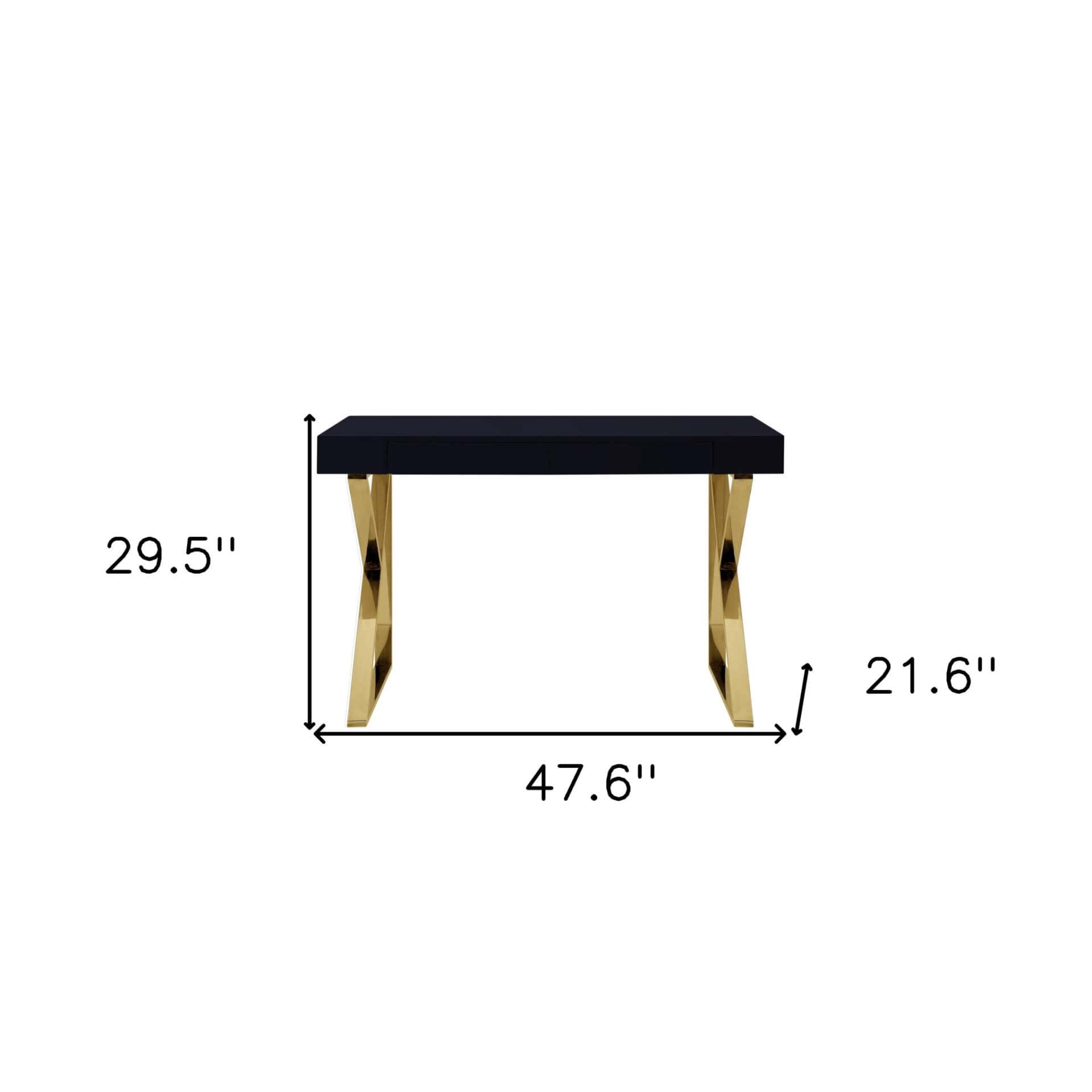 Black and Gold Writing Desk with Two Drawers 48 Inch 9 Black and Gold Writing Desk with Two Drawers 48 Inch - Image 9