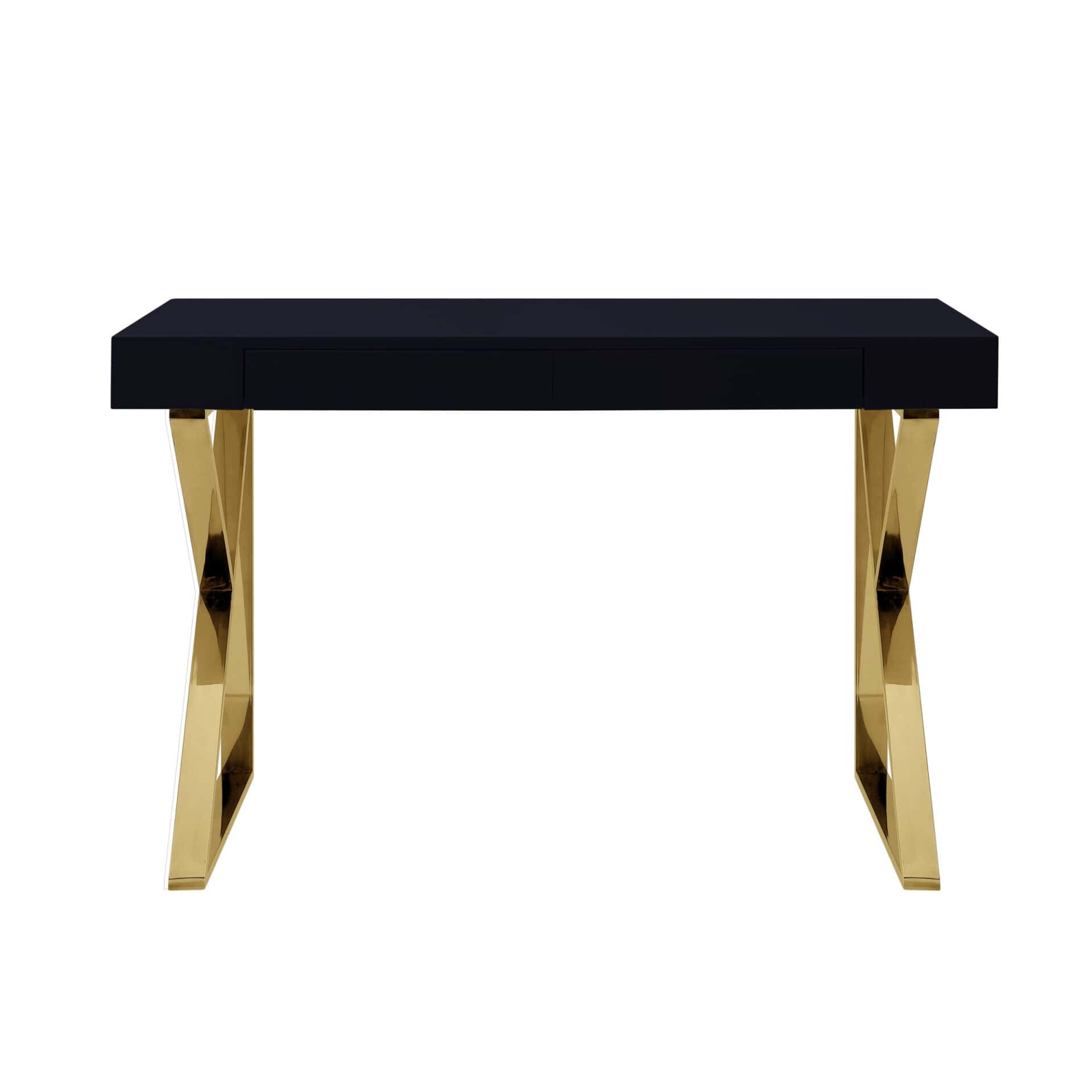 Black and Gold Writing Desk with Two Drawers 48 Inch 1 Black and Gold Writing Desk with Two Drawers 48 Inch