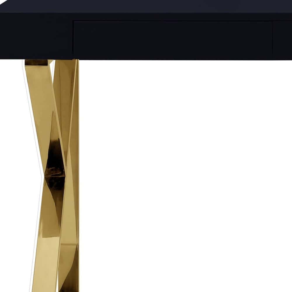 Black and Gold Writing Desk with Two Drawers 48 Inch 7 Black and Gold Writing Desk with Two Drawers 48 Inch - Image 7