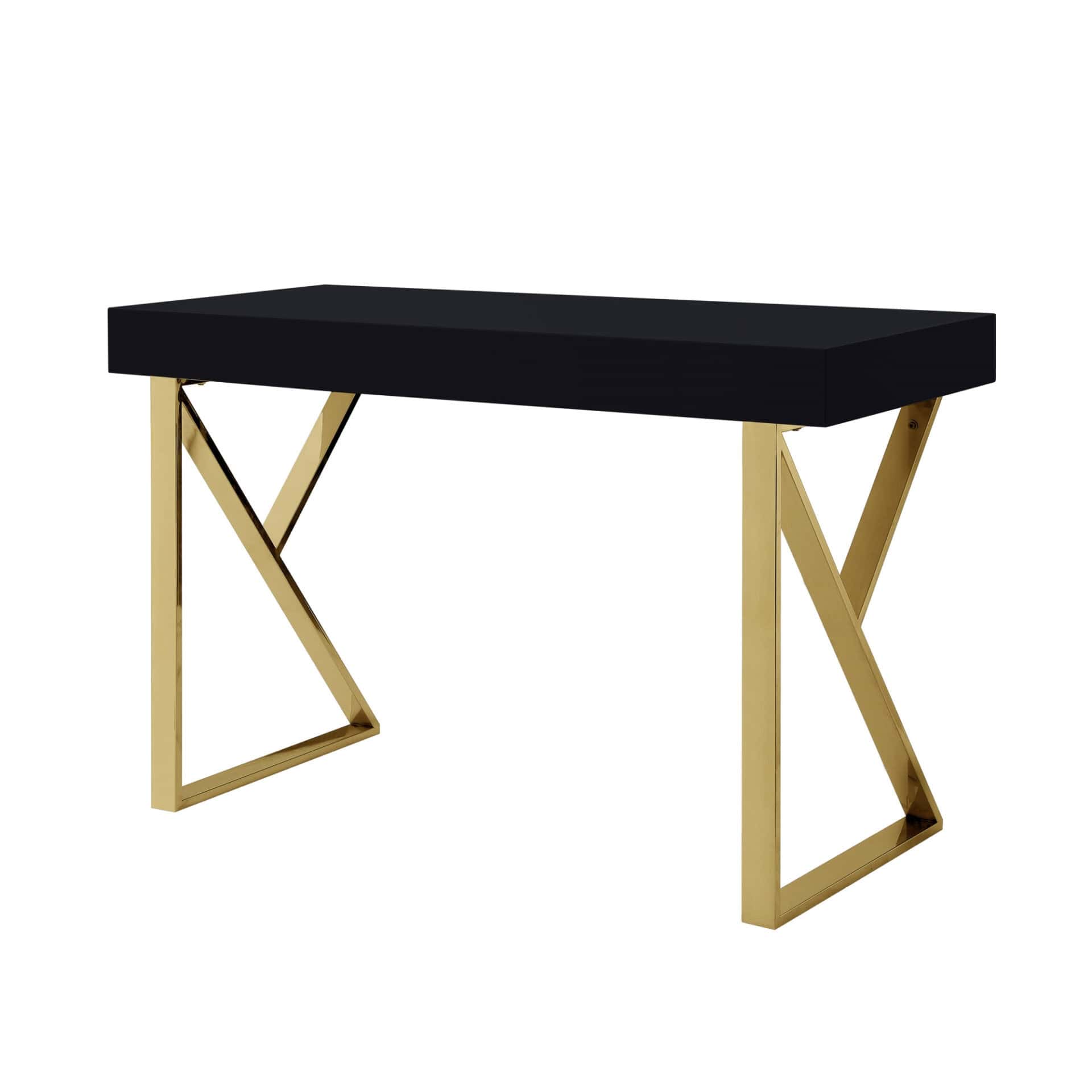Black and Gold Writing Desk with Two Drawers 48 Inch 4 Black and Gold Writing Desk with Two Drawers 48 Inch - Image 4