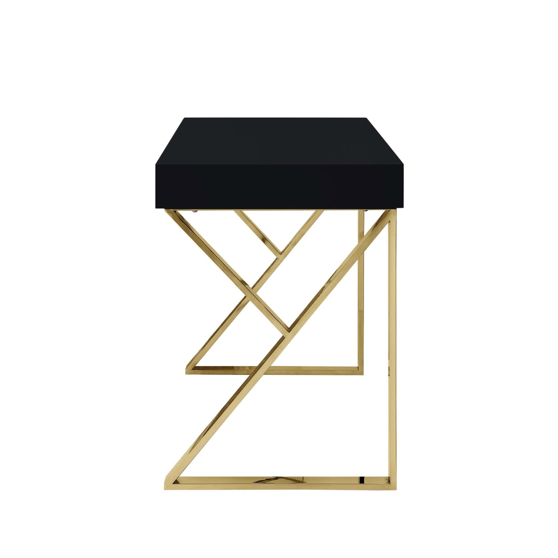 Black and Gold Writing Desk with Two Drawers 48 Inch 5 Black and Gold Writing Desk with Two Drawers 48 Inch - Image 5