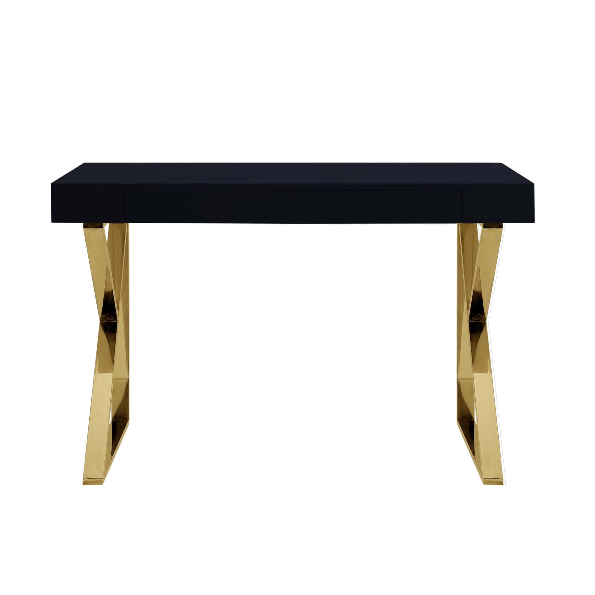 Black and Gold Writing Desk with Two Drawers 48 Inch 8 Black and Gold Writing Desk with Two Drawers 48 Inch - Image 8