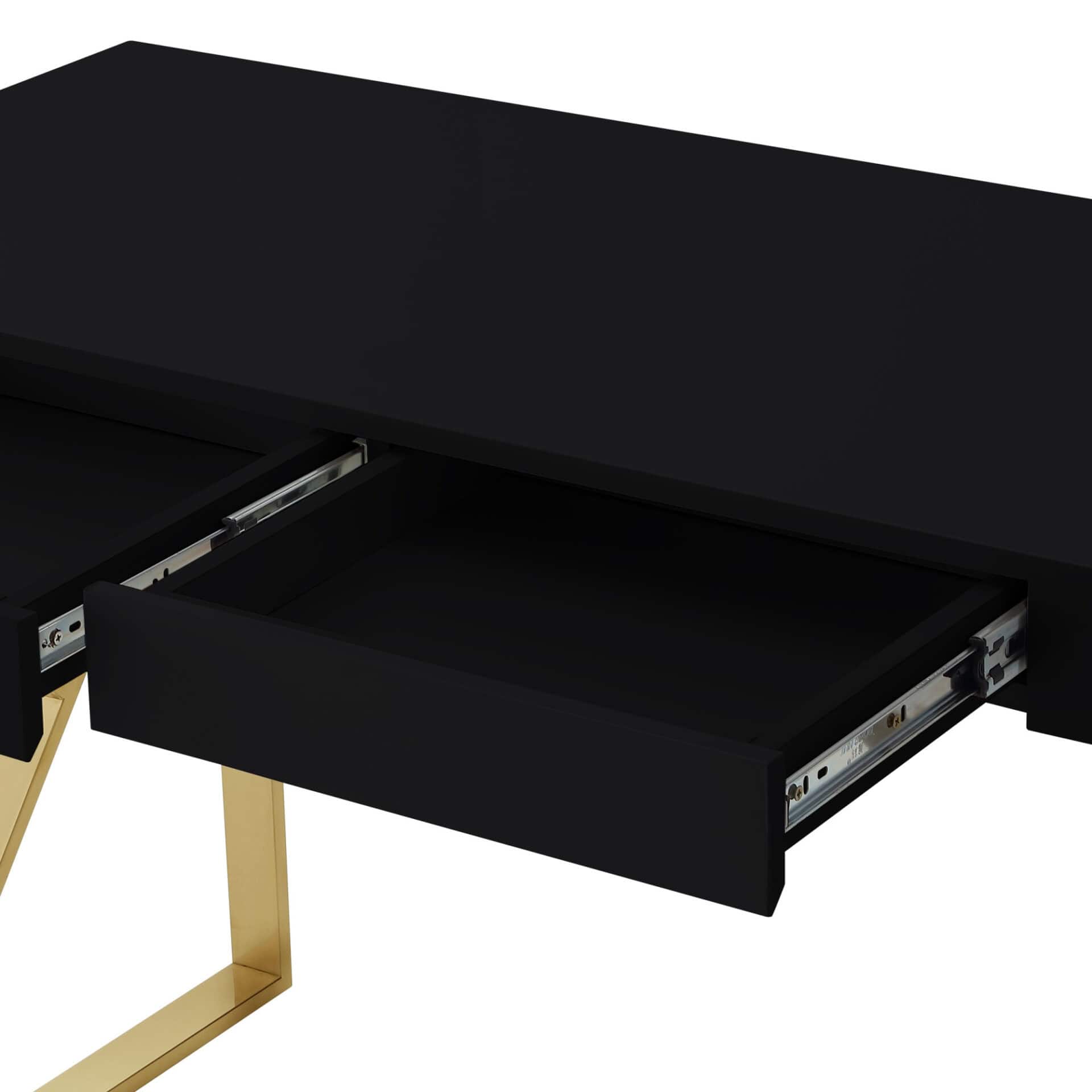 Black and Gold Writing Desk with Two Drawers 48 Inch 6 Black and Gold Writing Desk with Two Drawers 48 Inch - Image 6
