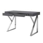 Dark Gray and Silver Writing Desk With Drawers (48-Inch)