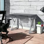 Dark Gray and Silver Writing Desk With Drawers (48-Inch)