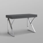 Dark Gray and Silver Writing Desk With Drawers (48-Inch)