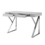 Light Gray and Silver Writing Desk With Drawers 48 Inch 12 Light Gray and Silver Writing Desk With Drawers 48 Inch