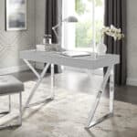 Light Gray and Silver Writing Desk With Drawers 48 Inch 17 Light Gray and Silver Writing Desk With Drawers 48 Inch