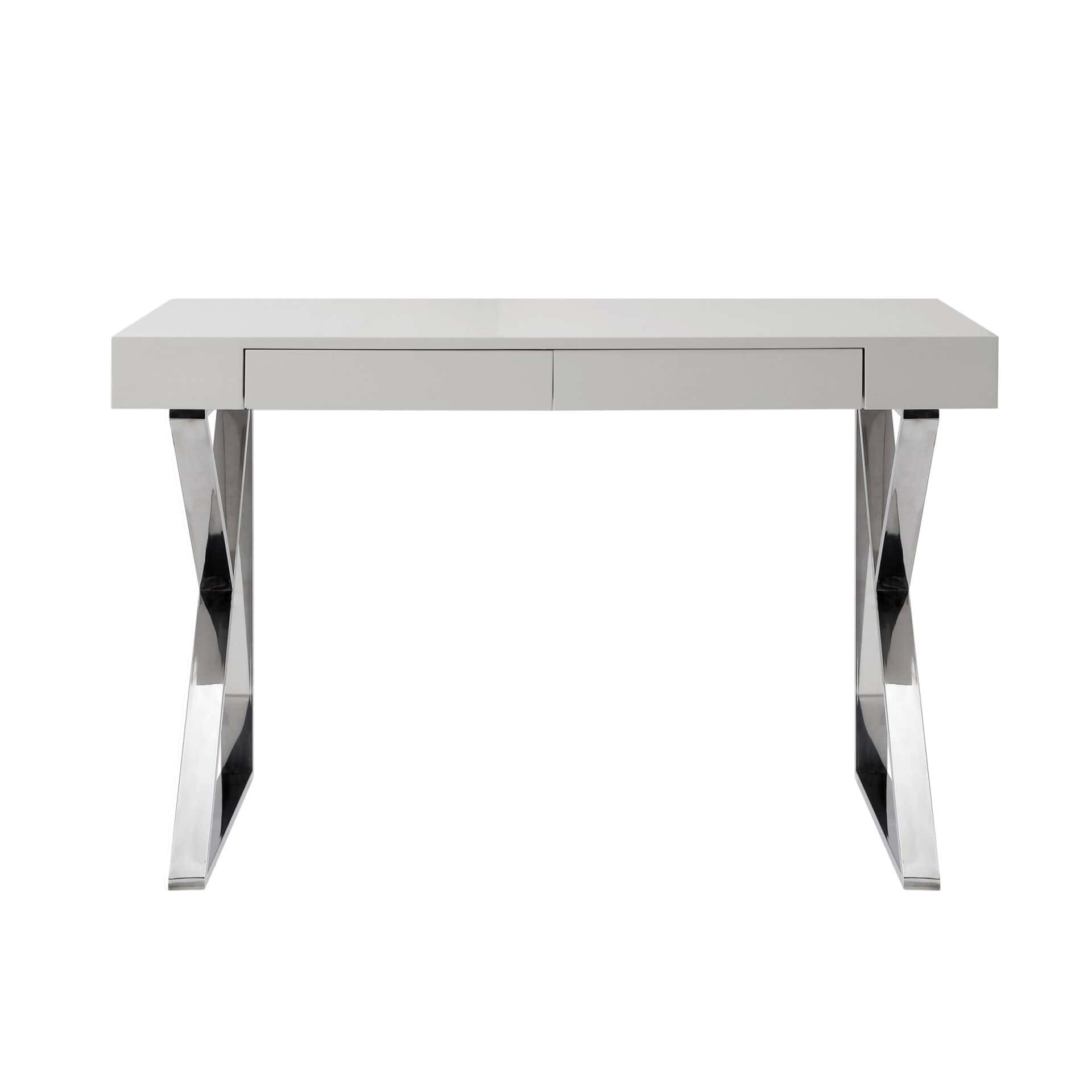 Light Gray and Silver Writing Desk With Drawers 48 Inch 1 Light Gray and Silver Writing Desk With Drawers 48 Inch