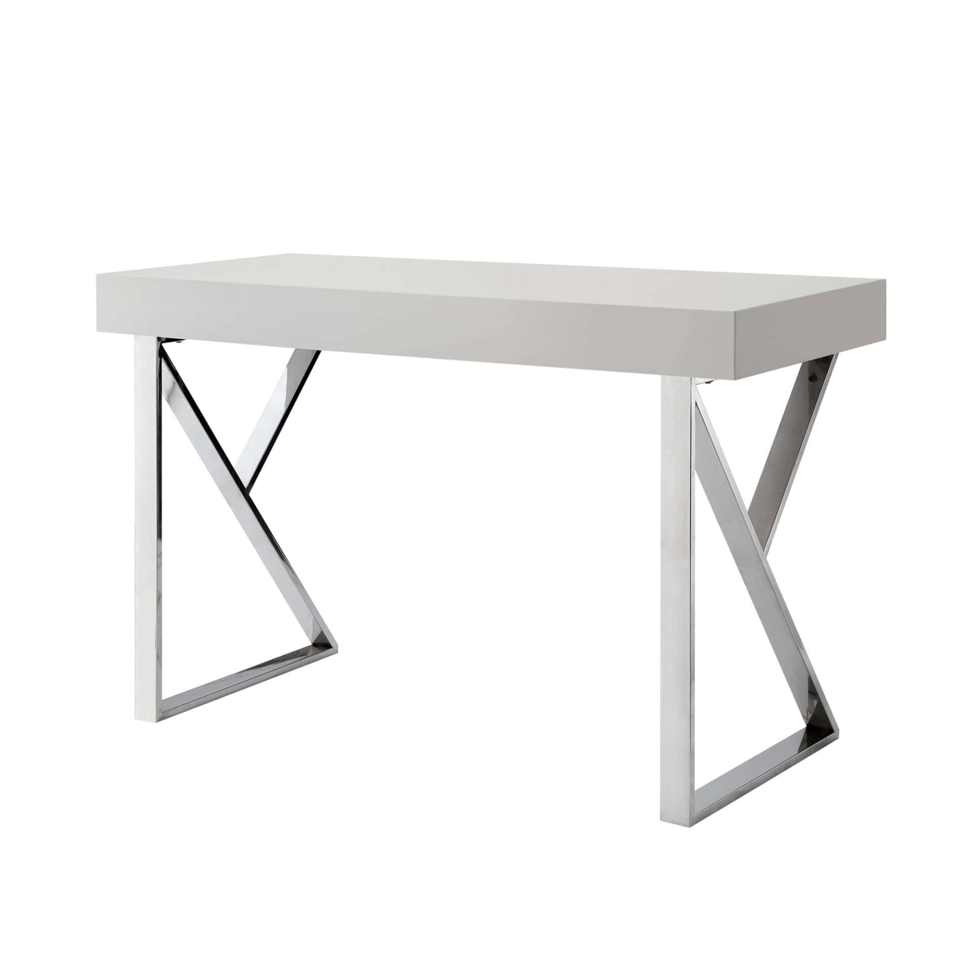Light Gray and Silver Writing Desk With Drawers 48 Inch 4 Light Gray and Silver Writing Desk With Drawers 48 Inch - Image 4