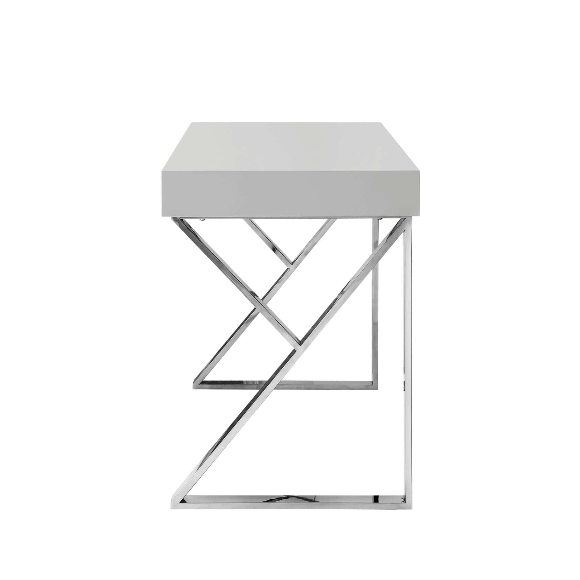 Light Gray and Silver Writing Desk With Drawers 48 Inch 5 Light Gray and Silver Writing Desk With Drawers 48 Inch - Image 5