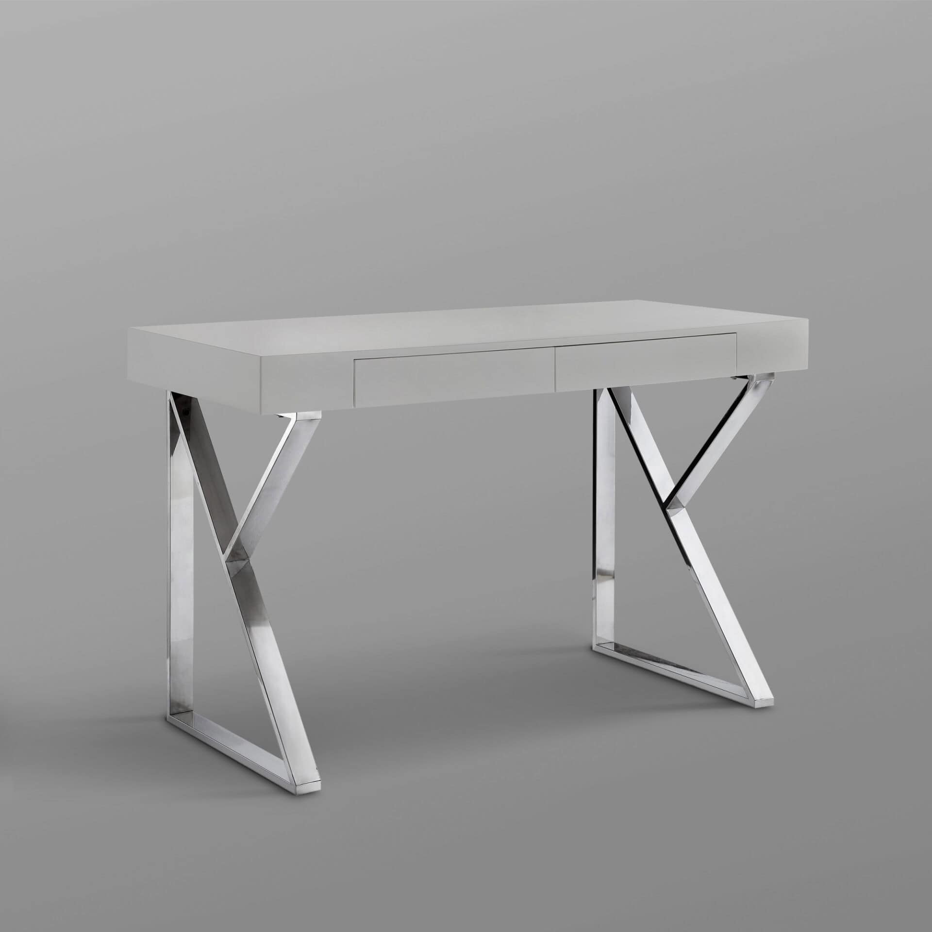 Light Gray and Silver Writing Desk With Drawers 48 Inch 7 Light Gray and Silver Writing Desk With Drawers 48 Inch - Image 7